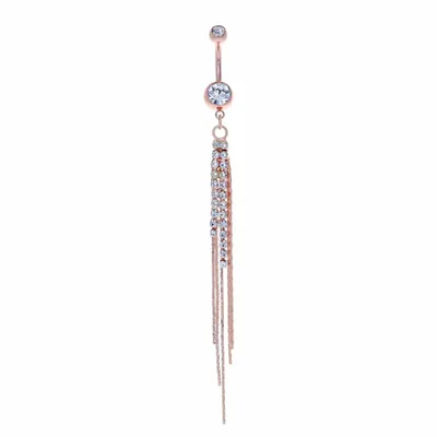 Dual Crystal Chain Navel Dangle 14g