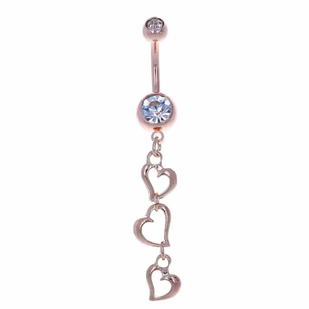 Heart Outlines Navel Dangle 14g