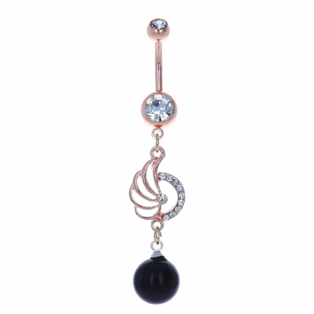 Filigree + Black Orb Navel Dangle 14g