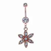 Crystal + Rope Flower Navel Dangle 14g