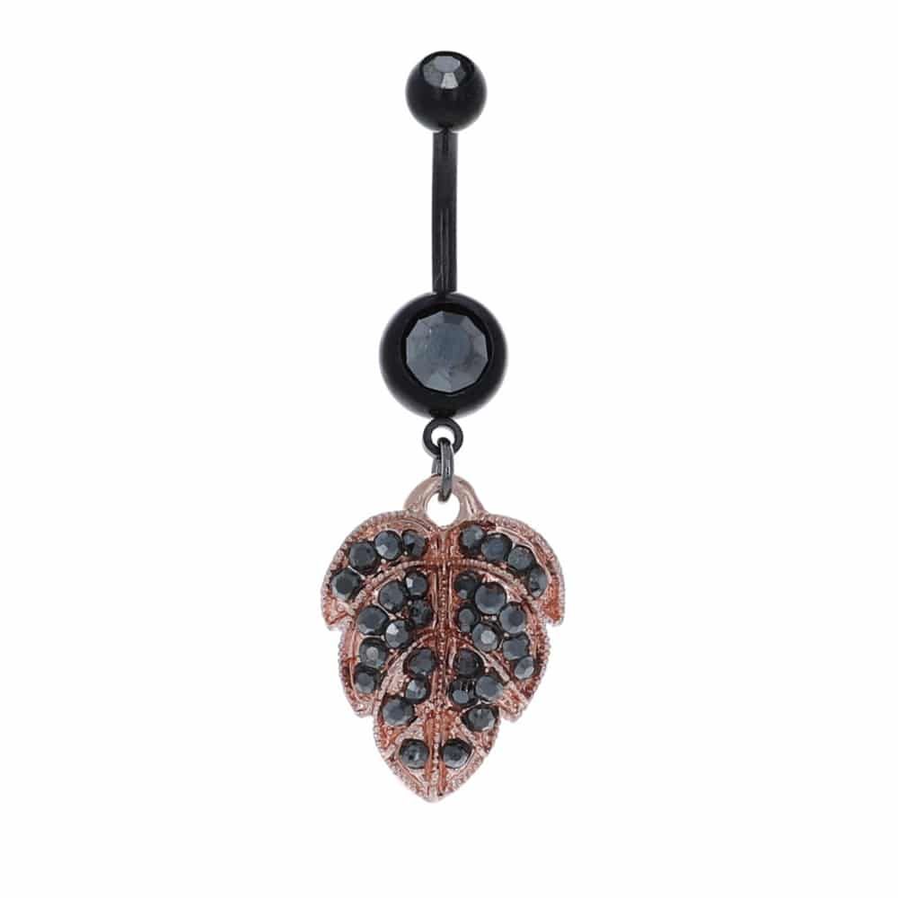 Two-Tone Leaf Navel Dangle 14g