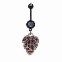 Two-Tone Leaf Navel Dangle 14g