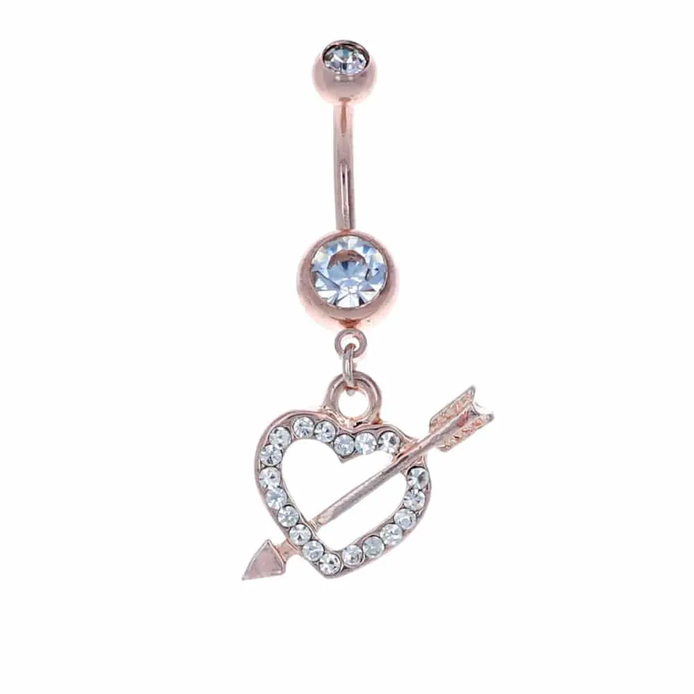 Heart + Arrow Belly Dangle 14g