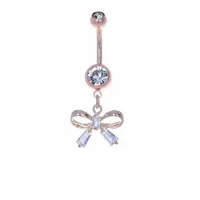 Crystal Bow Navel Dangle 14g