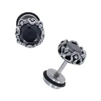 Round Bezel-Set Faux Plugs 16g