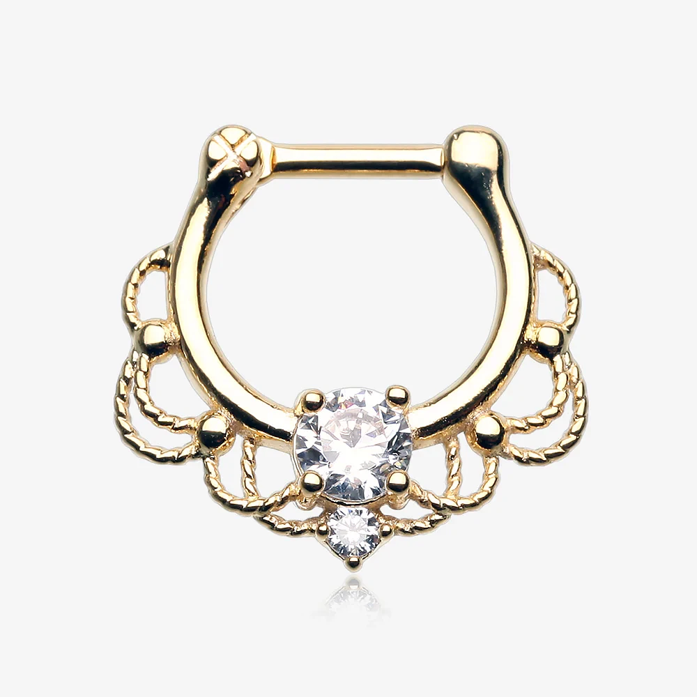 Filigree Claw-Set Crystal Clicker 16g