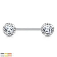 Large Crystal + Halo Nipple Barbell 14g