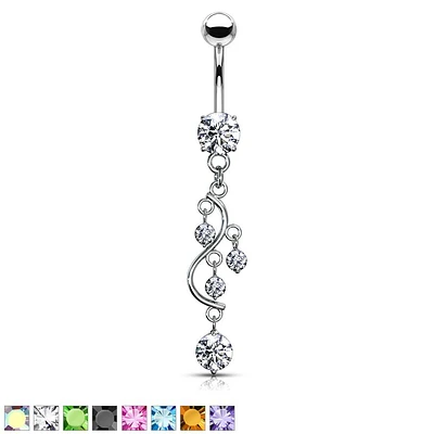 Crystals on A Vine Navel Dangle 14g