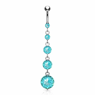 5 Tier Round Crystal Navel Dangle 14g