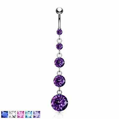 5 Tier Round Crystal Belly Dangle 14g