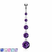 5 Tier Round Crystal Navel Dangle 14g