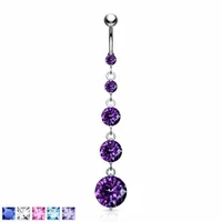 5 Tier Round Crystal Navel Dangle 14g