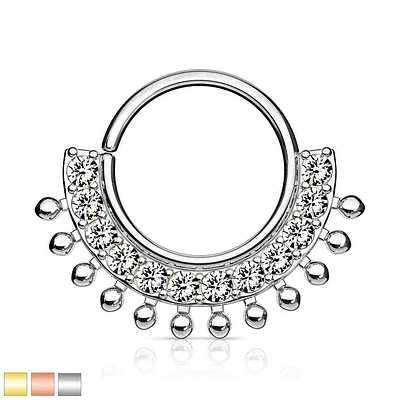 Jewel + Dotwork Bendable Ring 16g