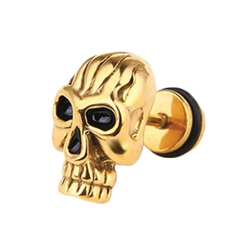 Gold PVD Skull Cartilage Stud 16g