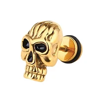 Gold PVD Skull Cartilage Stud 16g