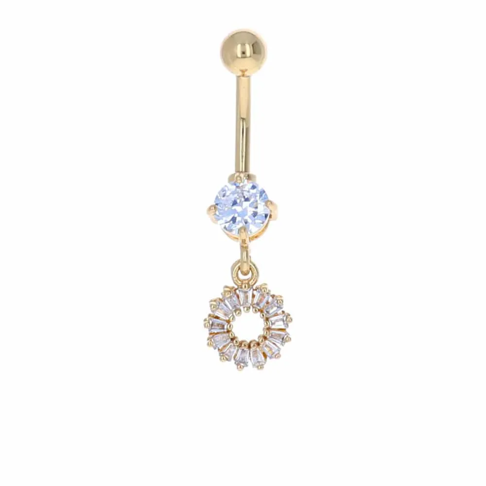 Gold Crystal Circle Belly Dangle 14g