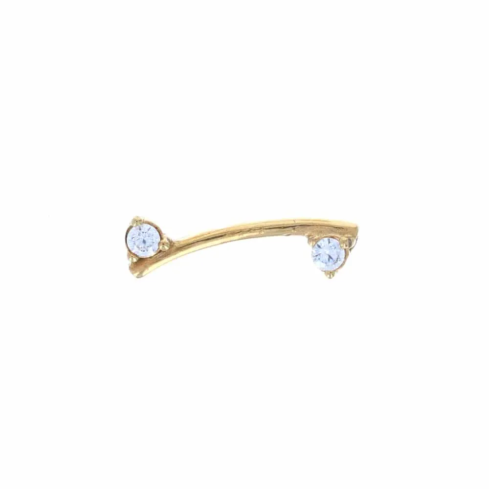 PREMIUM Gold Curved Bar + Crystal Cartilage Stud 16g