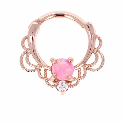 Rose Gold PVD Filigree Claw-Set Opal Clicker 16g