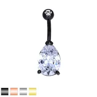 Large Claw-Set Pear Navel Barbell 14g