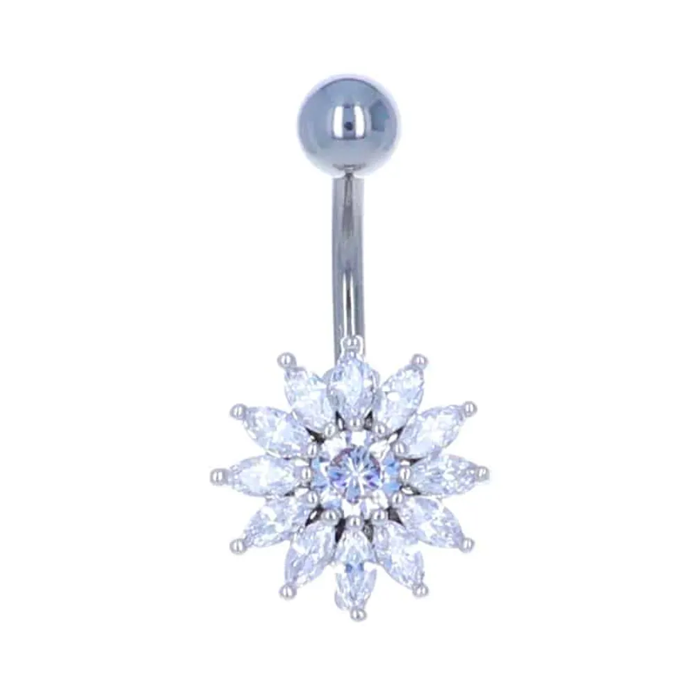 Claw-Set Sunflower Belly Barbell 14g