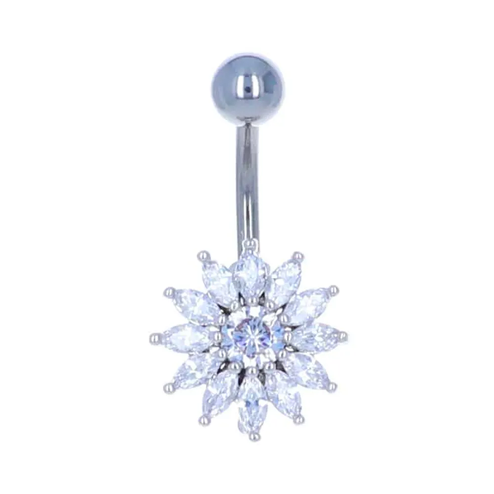 Claw-Set Sunflower Navel Barbell 14g