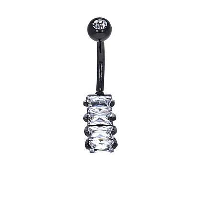 Claw-Set Baguette Navel Barbell 14g