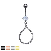 Paved Teardrop Outline Navel Dangle 14g