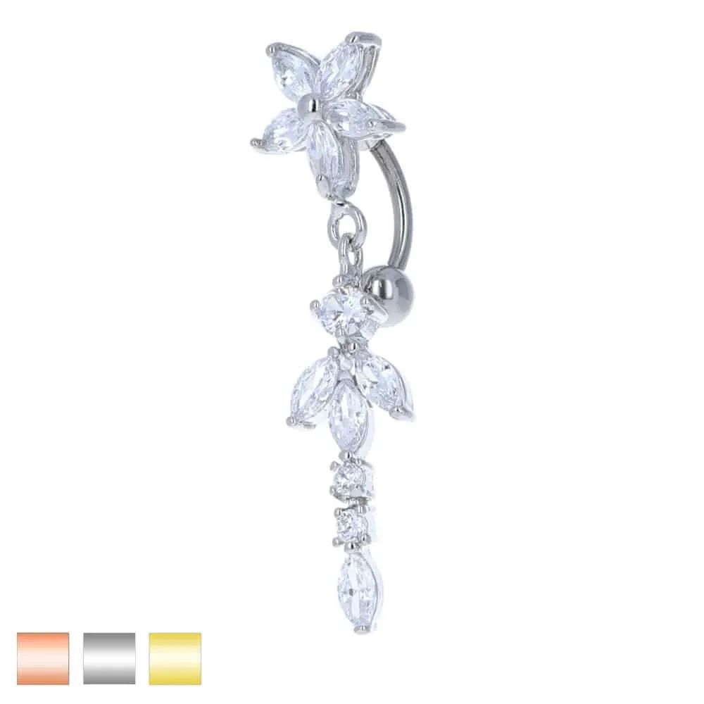 Crystal Lily Inverted Navel Dangle 14g