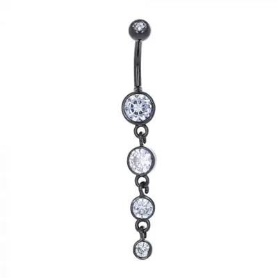 Bezel-Set Tiered Crystal Navel Dangle 14g