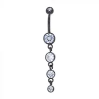 Bezel-Set Tiered Crystal Navel Dangle 14g