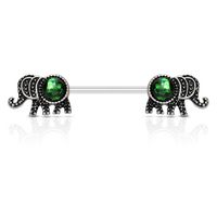 Green Opal Elephant Nipple Barbell 14g