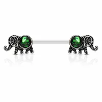 Green Opal Elephant Nipple Barbell 14g