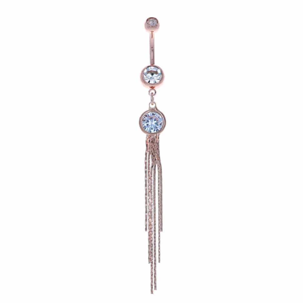 Crystal + Chains Navel Dangle 14g