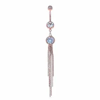 Crystal + Chains Navel Dangle 14g