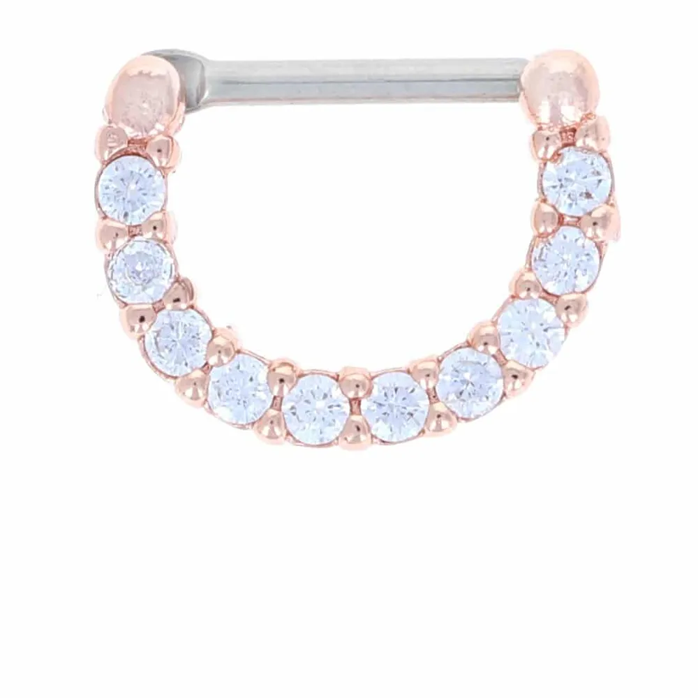 Claw-Set Crystal Rose Gold Clicker 16g