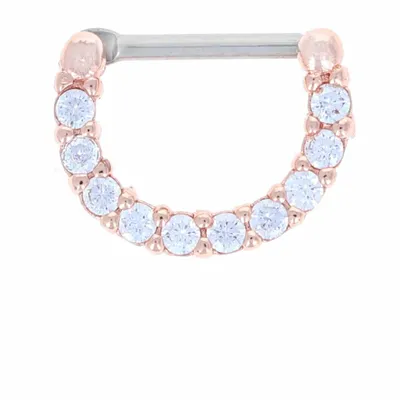 Claw-Set Crystal Rose Gold Clicker 16g