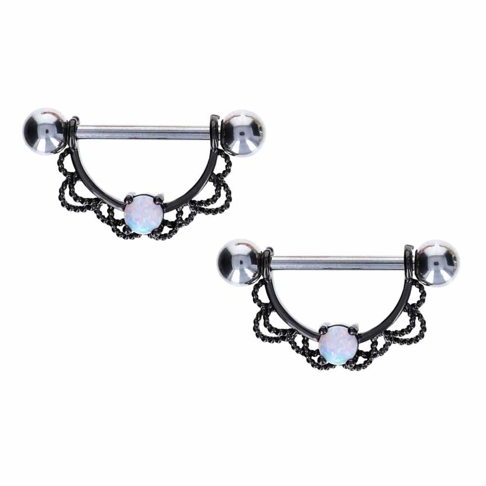 Filigree + Opal Nipple Shield 14g