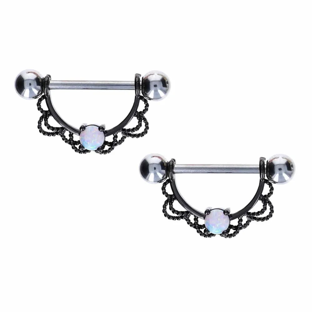 Filigree + Opal Nipple Shield 14g