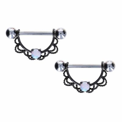 Filigree + Opal Nipple Shield 14g