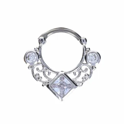 Filigree Bezel-Set Crystal Clicker 16g