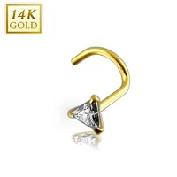 14K Gold Claw-Set Triangle Nose Screw 20g