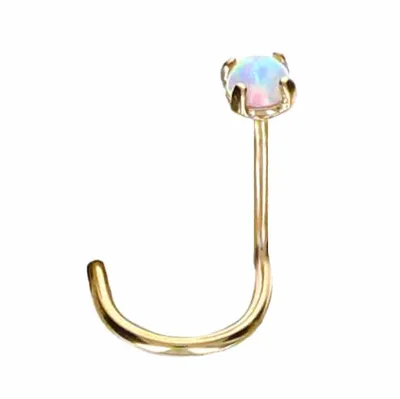 14K Gold Claw-Set Opal Nose Screw 20g