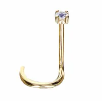 14K Gold Claw-Set Crystal Nose Screw 18g