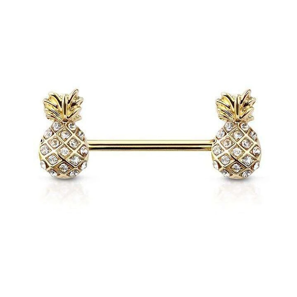 Crystale Pineapple Nipple Barbell 14g