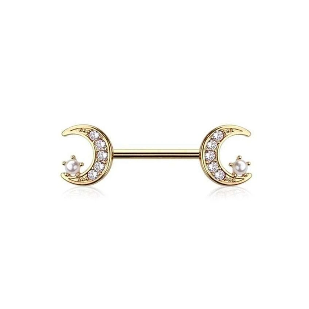 Crystal Moon Nipple Ring 14g
