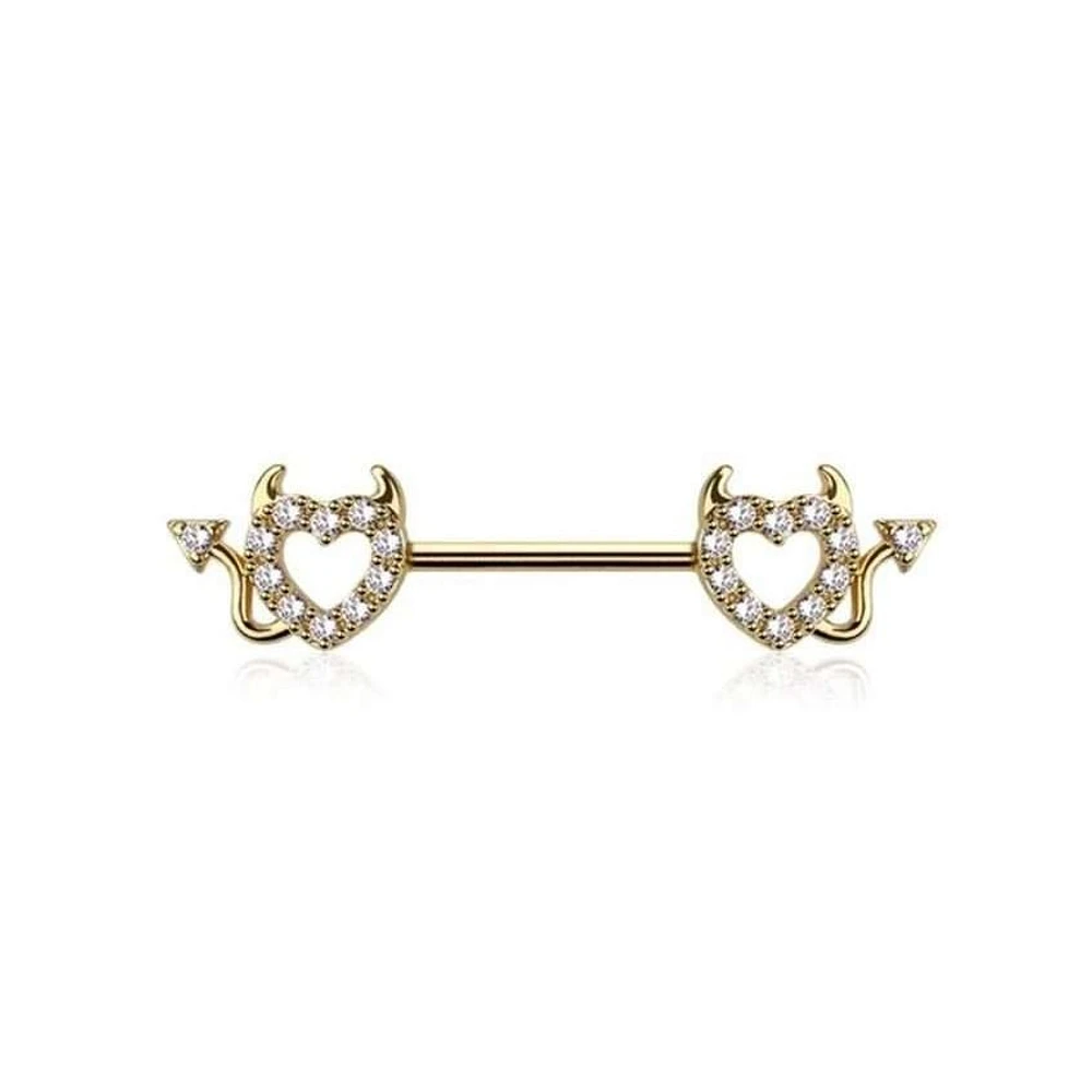 Devil Heart Nipple Ring 14g
