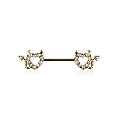 Devil Heart Nipple Ring 14g