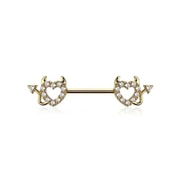 Devil Heart Nipple Ring 14g