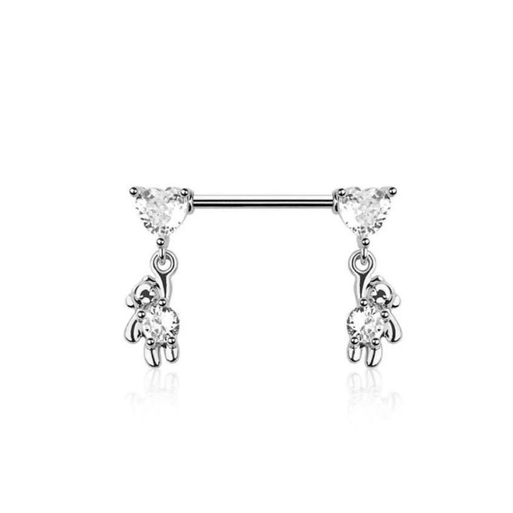 Bear Dangle Nipple Ring 14g