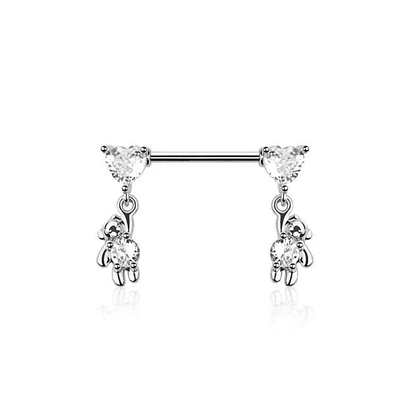 Bear Dangle Nipple Ring 14g
